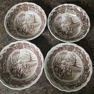 Vintage Meakin Ironstone 6.5" BOWLs American Legend Brown.White,Arrive America 4